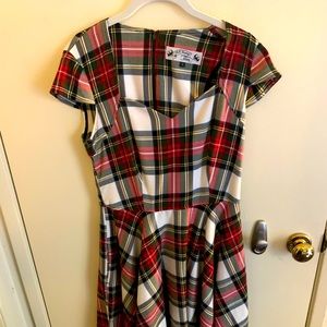 Hell Bunny 1950s Style Cap Sleeve Tartan Swing Dress Size S, GREAT condition!